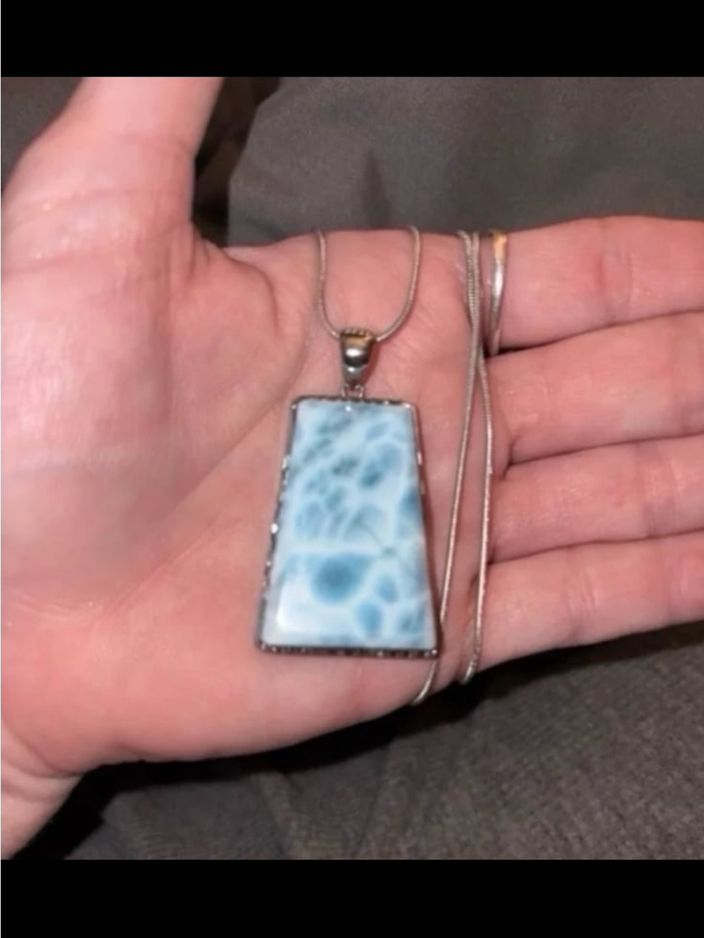 Sterling Silver Larimar Pendant Necklace in Sky Blue - Picture 3 of 5